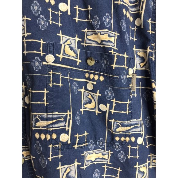 Woolrich Men's 2XL Blue Short Sleeve Button Shirt Fishing Fish Print - Picture 4 of 8